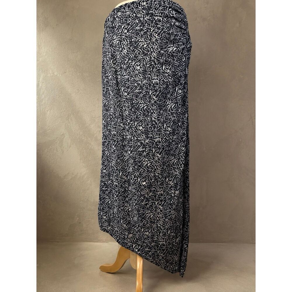 Madewell Sz 12 Asymmetrical Maxi Skirt Blue White Abstract Print Cotton Viscose
